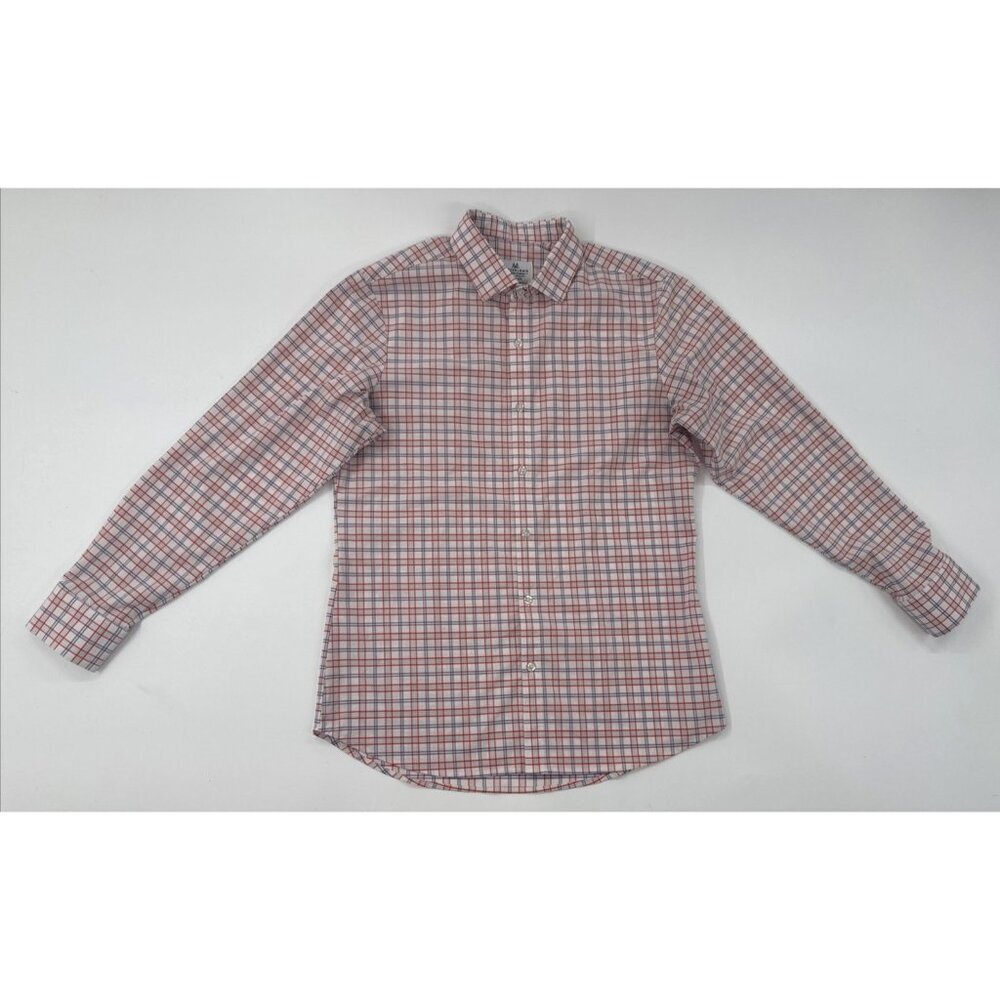 Mizzen + Main Mens Large Trim Fit Shirt Long Sleeve Plaid Stretch Button Up USA